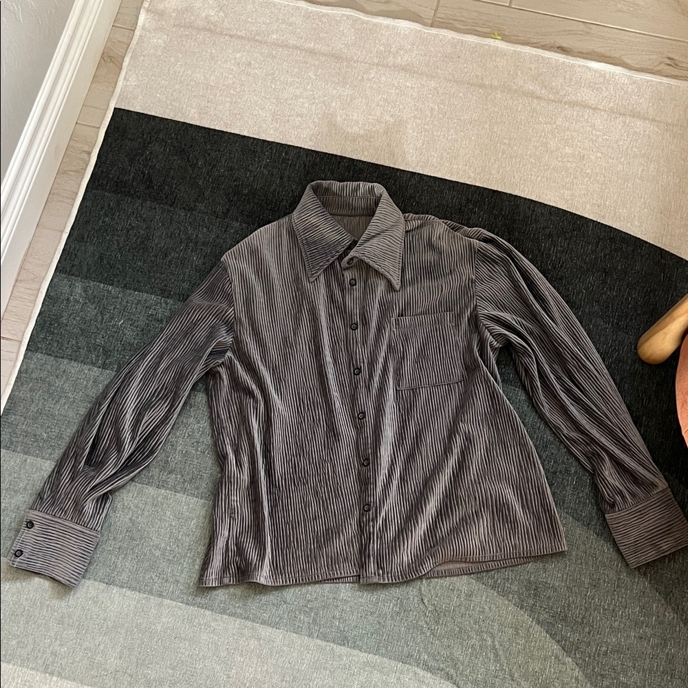 Elegant Black Striped Women's Button Down Shirt